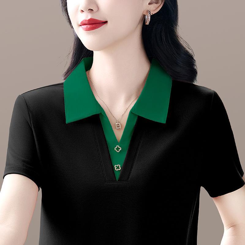 2026 Summer Short-Sleeve Women's Top: Mature Style, Loose & Slimming, Versatile for Commuting