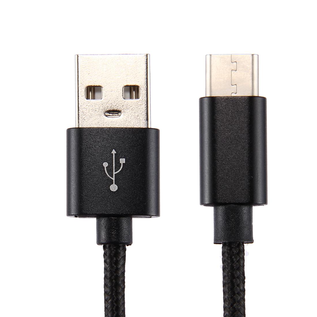 

For iPhone 15 Series 2m Woven Texture Type-C USB Reversible Phone Cable for Samsung Note 8/S8/S8 Plus etc. Black