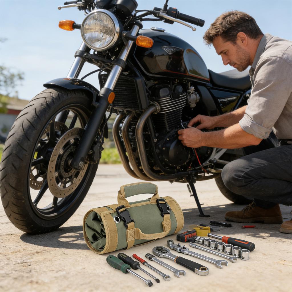 Roll-up Tool Bag, Tool Roll Storage Bag, A Gift For Mechanics, Electricians, And Repairmen, Portable Motorcycle Tool Storage Bag.