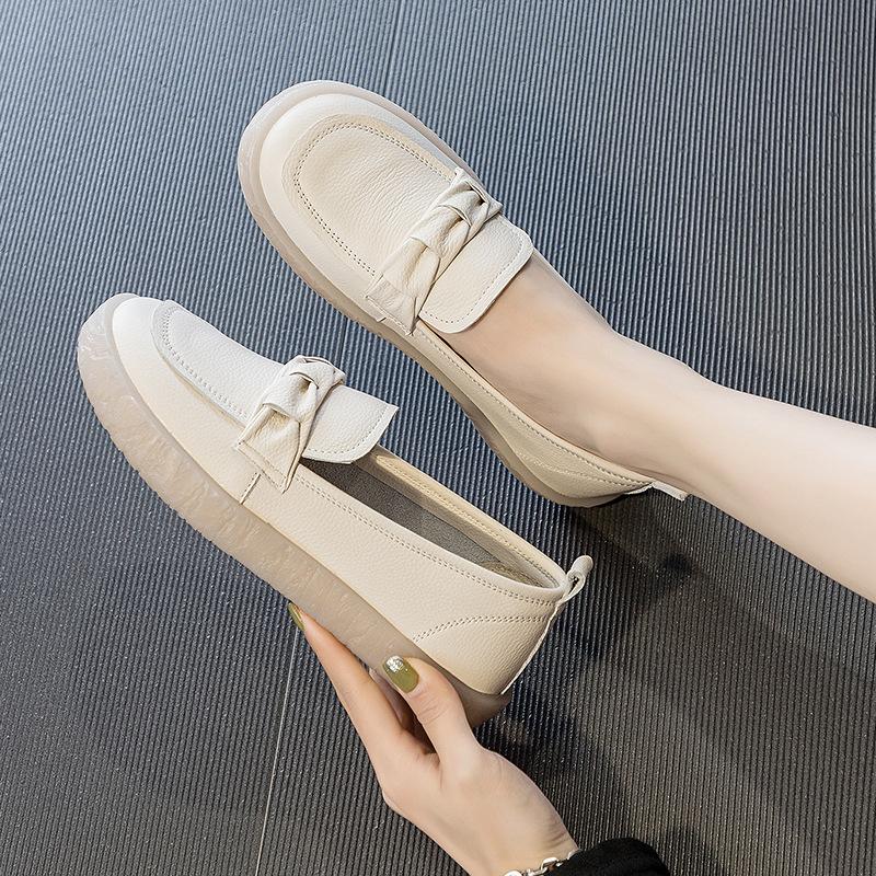 Fashion Women's Ladies Female Genuine Leather Flats Platform Slip On Soft Loafers Zapatos Mujeres Mocasines Spring Vulcanized Shoes