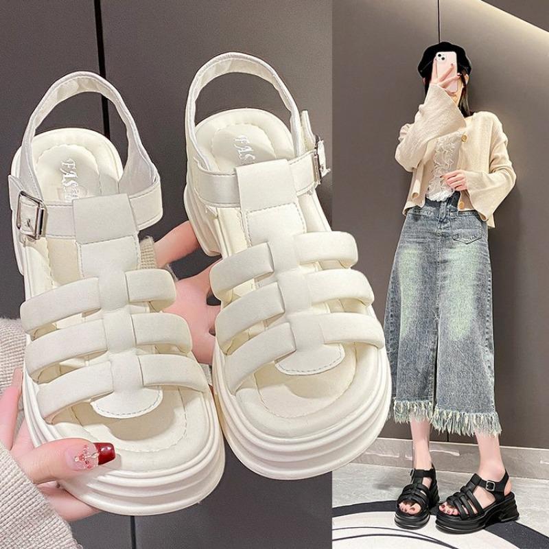 Thick Bottom Sandals Women Comfortable Muffin Hollow Out Woven Shoes