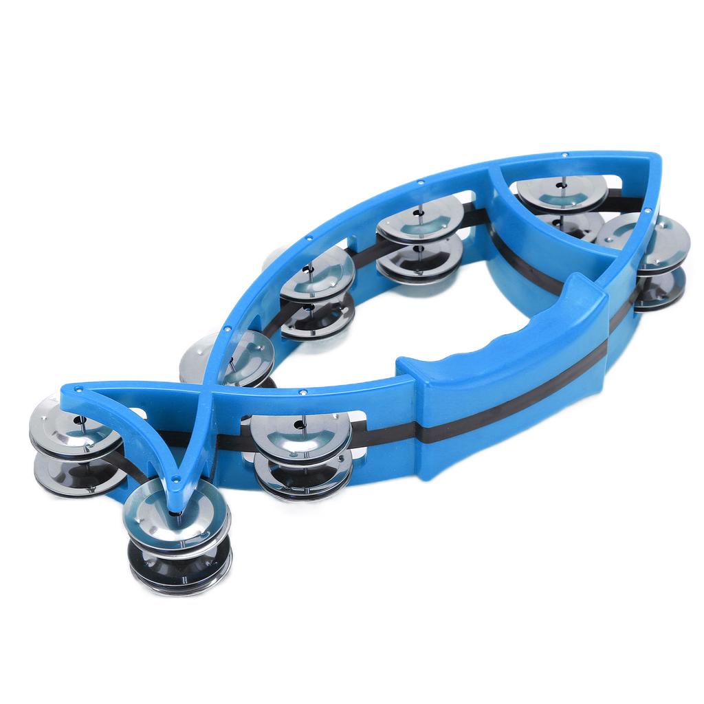 Hand Tambourine Bell Smooth Fish Shaped Double Row Tambourines Musical Rhythm Instrument for