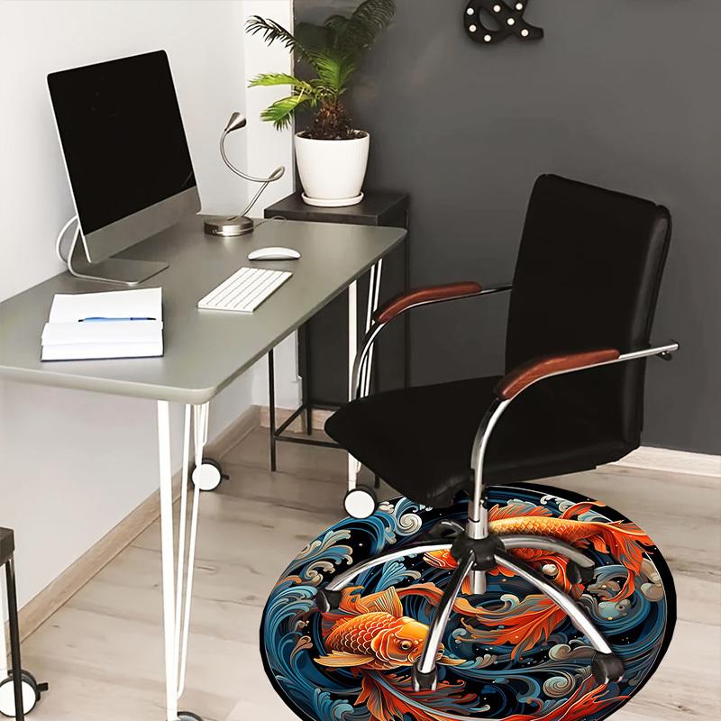 

1pc Office Carpet Chair Mats Koi Fish Swimming in Water Waves Perfect for Decorating Office Chairss, Or Bedrooms.YDT541 80cm by 80cm