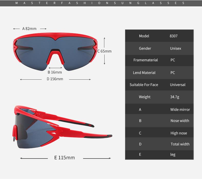 XSY8307 Sports Eyewear Men and Women's Polarized Squared Lens Cycling Glasses for Riding