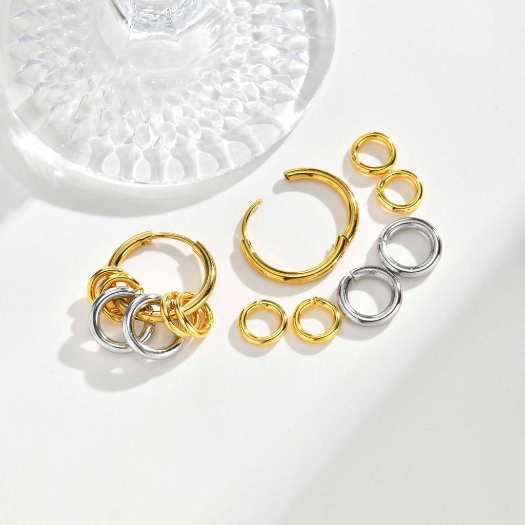 Vnox Classic Multiple Circles Hoop Earrings For Women, Stainless Steel Mixed Color Detachable Multi-ring Ear Jewelry