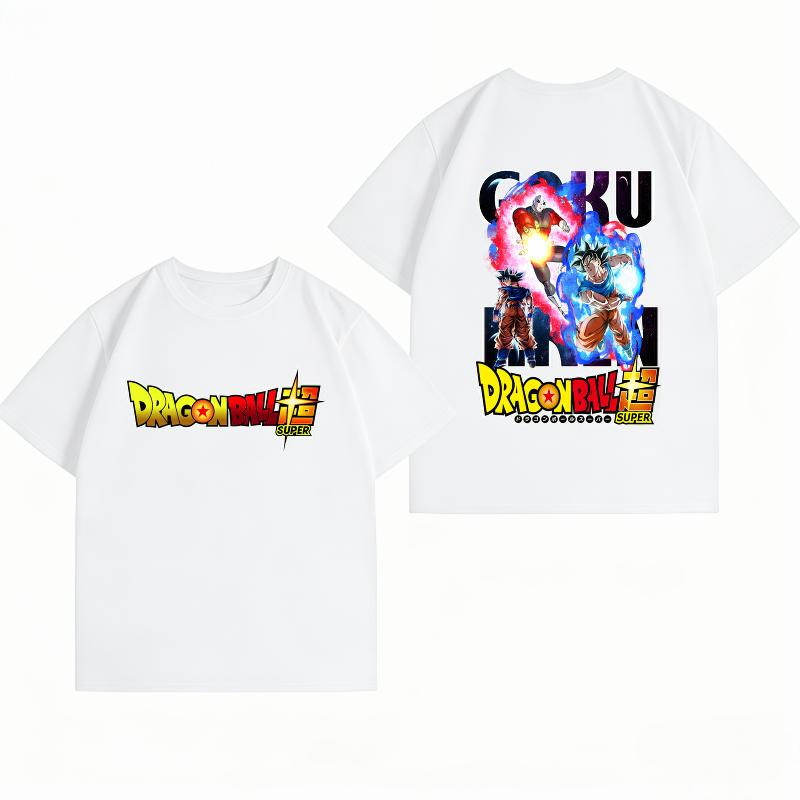 Bandai Dragon Ball Super Goku Jiren Battle Print Tshirt Casual Short Sleeve Cotton Anime Streetwear Unisexs Tshirt S