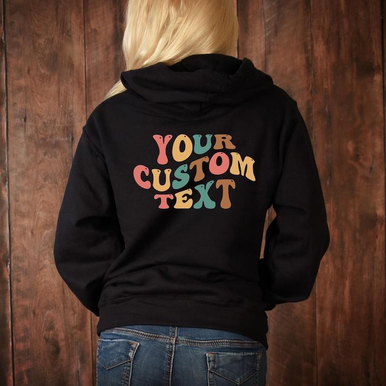 Personalised Retro Print Hoodie Retro Font Hoodie Back Print Custom Text Hoodies Personalized Wording Hoody Birthday Gifts Tops