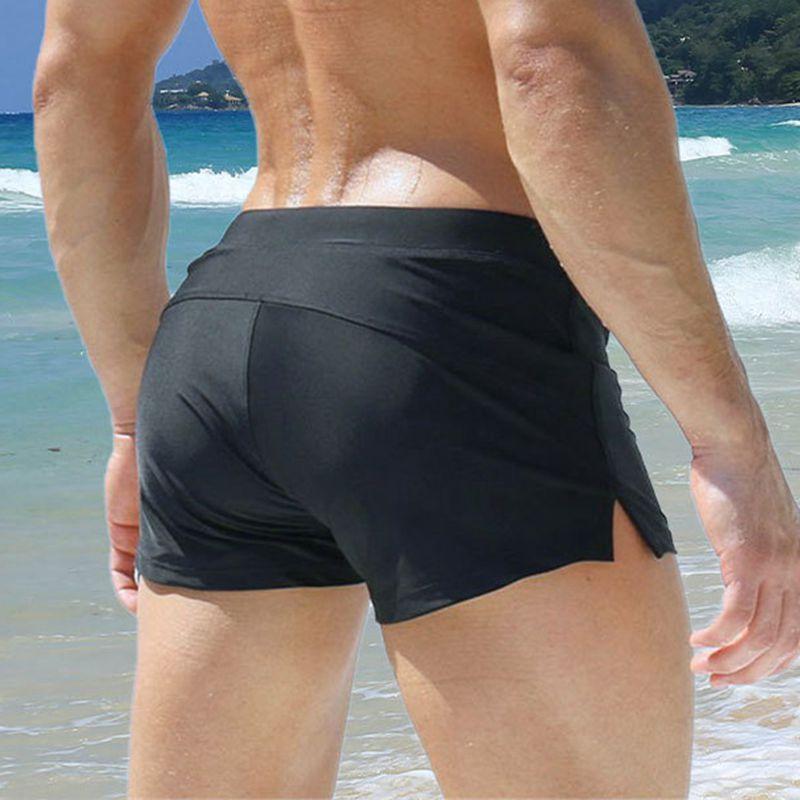 Swimwear JOCKMAIL Solid Color Men's Low-Rise Swim Shorts Flat Angle Drawstring Non-Slip with Convenient Zippered Pouch Trunsk