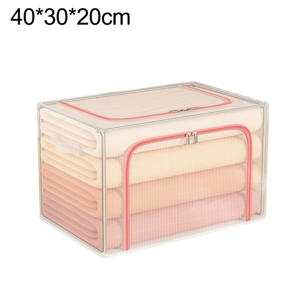 For Clothes Storage Bin Foldable with Metal Frame and Transparent Lid for Space Saving Bedroom Closet For Clothes Storage