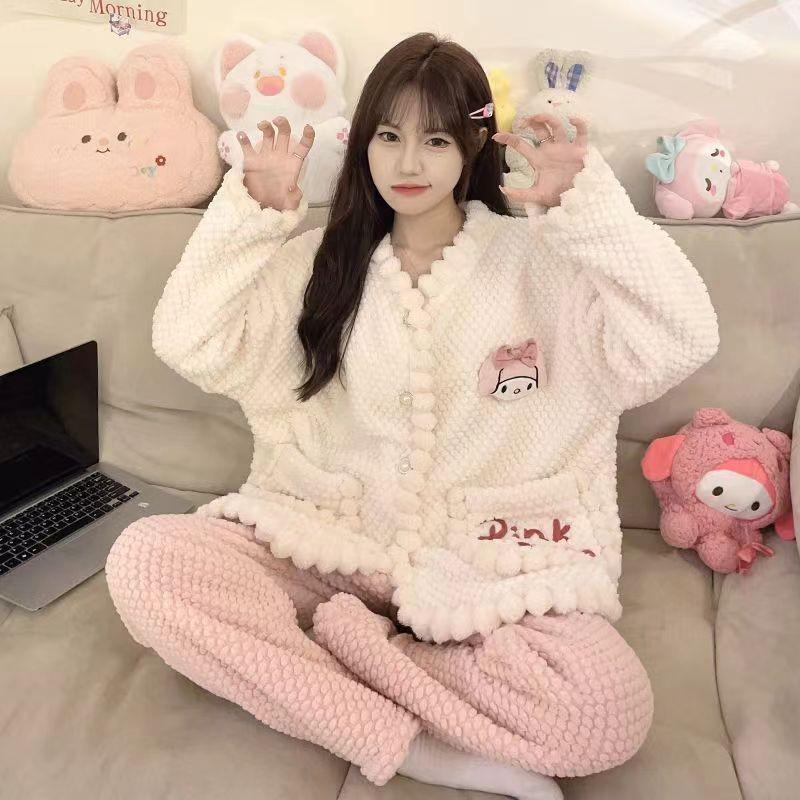 Women's Cute Panda Fleece-Lined Robe - Thick, Cozy Autumn/Winter Pajamas