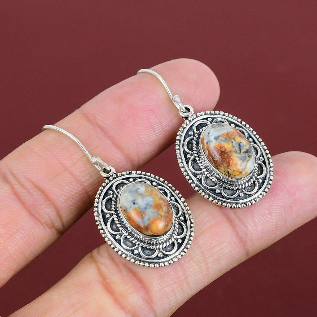 Maligano Jasper Earrings Natural Gemstone Earring Vintage Jewelry 925 Sterling Silver Earring Women Earring Gifts For Women Handmade Earring