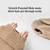 A Women's Knitted Hat with Exposed Braids, Autumn and Winter Thick Ear Protection Hat, Women's High Ponytail Braid