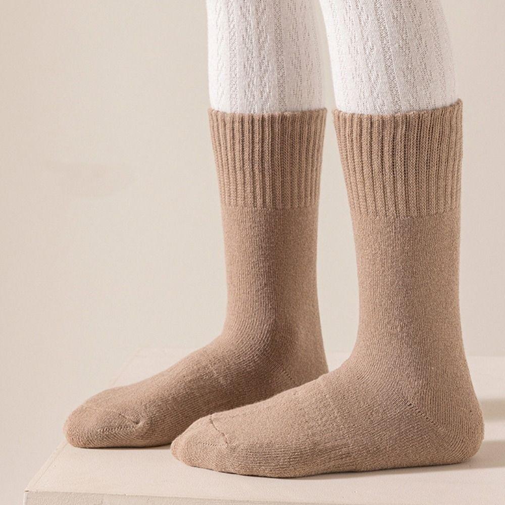 5Pairs Short Tube Kids Thicken Socks Warm Children's Winter Socks Girls Floor Plush Socks  Children