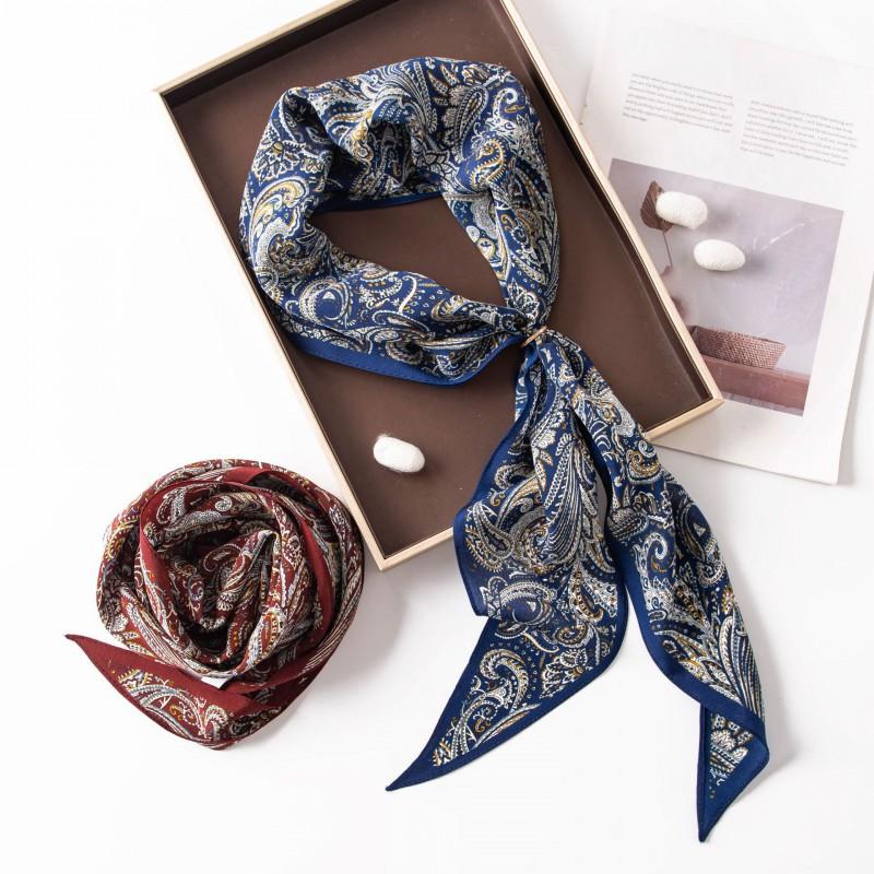 Mulberry Silk Crepe Scarf Fashion Commuter Womens Double-sided Print Shawl
