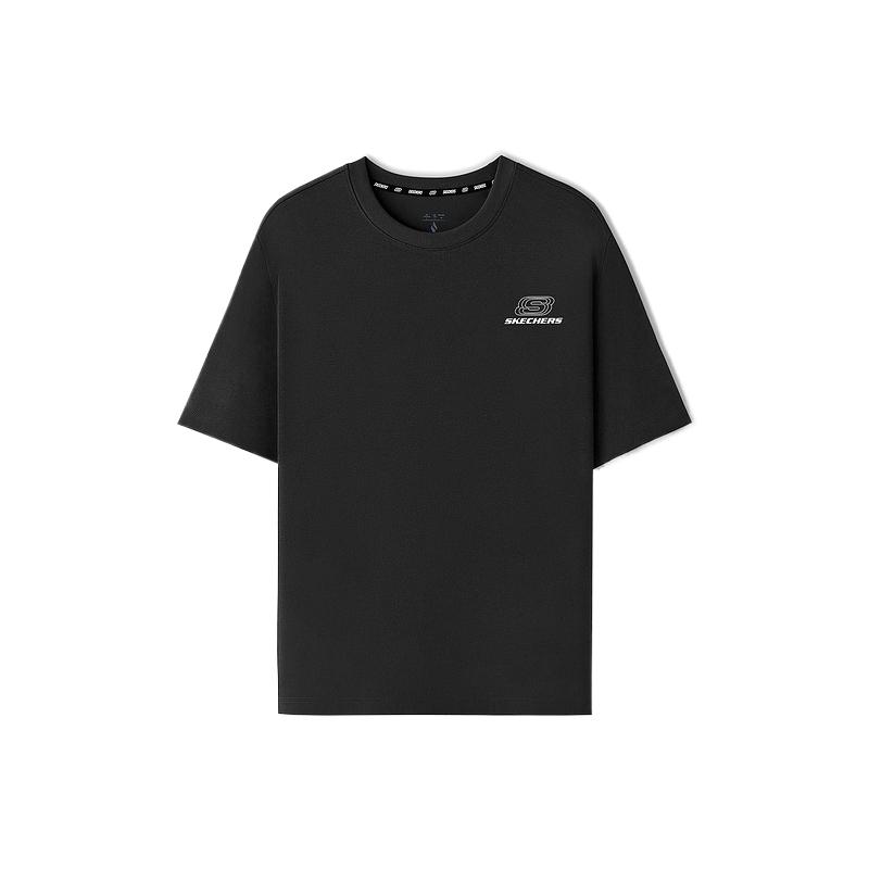 Skechers Solid Color Breathable Antibacterial Knitted T-Shirt Unisex tops L226U080-0018 S