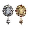 Women Brooch Retro Victorian Human Profile Rhinestone Decor Anti-slip Hollow Out Suit Coat Collar Hat Scarf