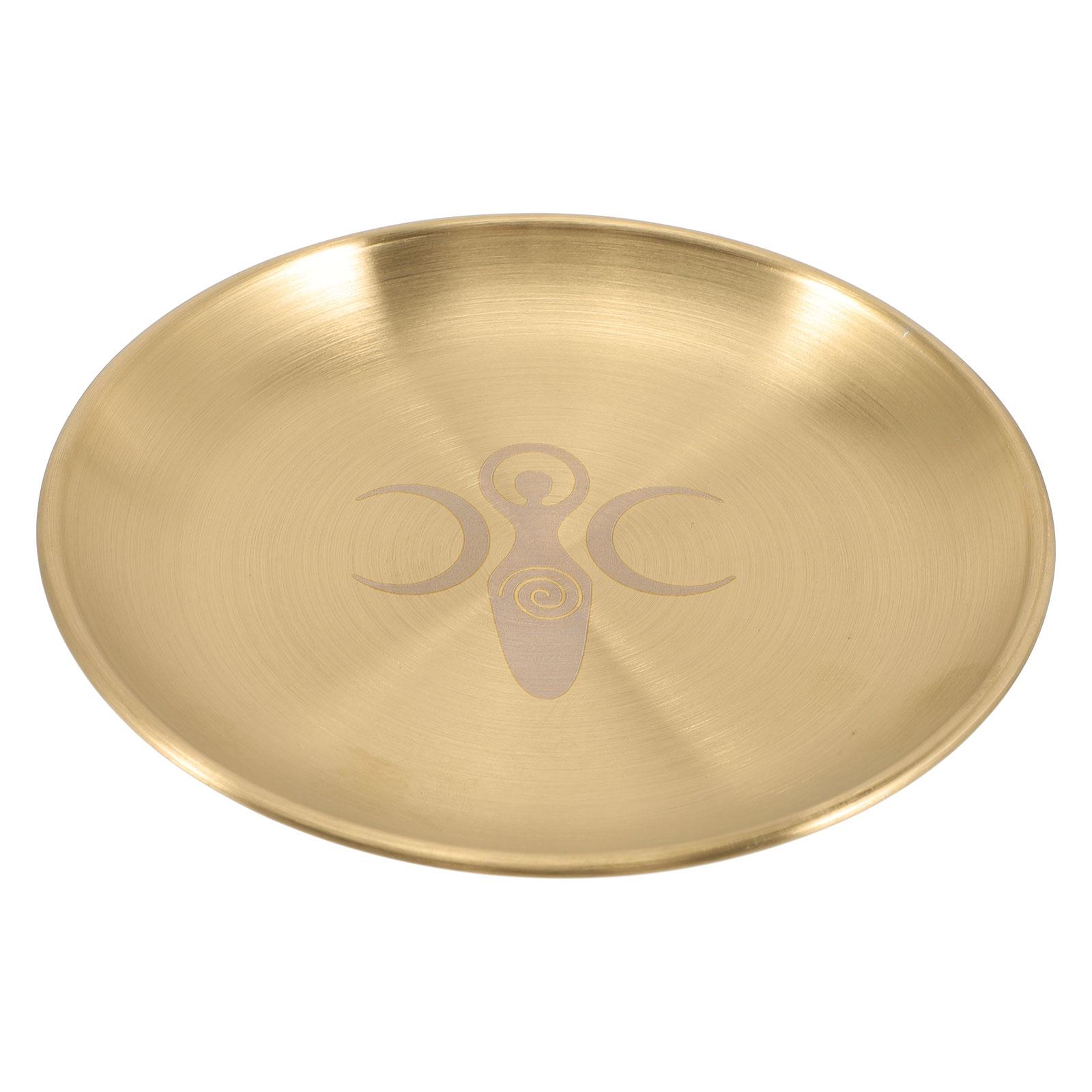 Round Copper Wizard Decorative Tray Holder Metal Tarot Tray Altar Candlestick Storage Centerpiece Plate Table Decor