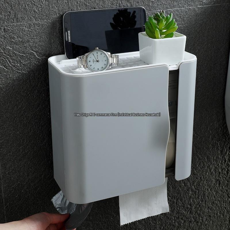 Wall-Mounted Waterproof Tissue Box & Toilet Paper Dispenser