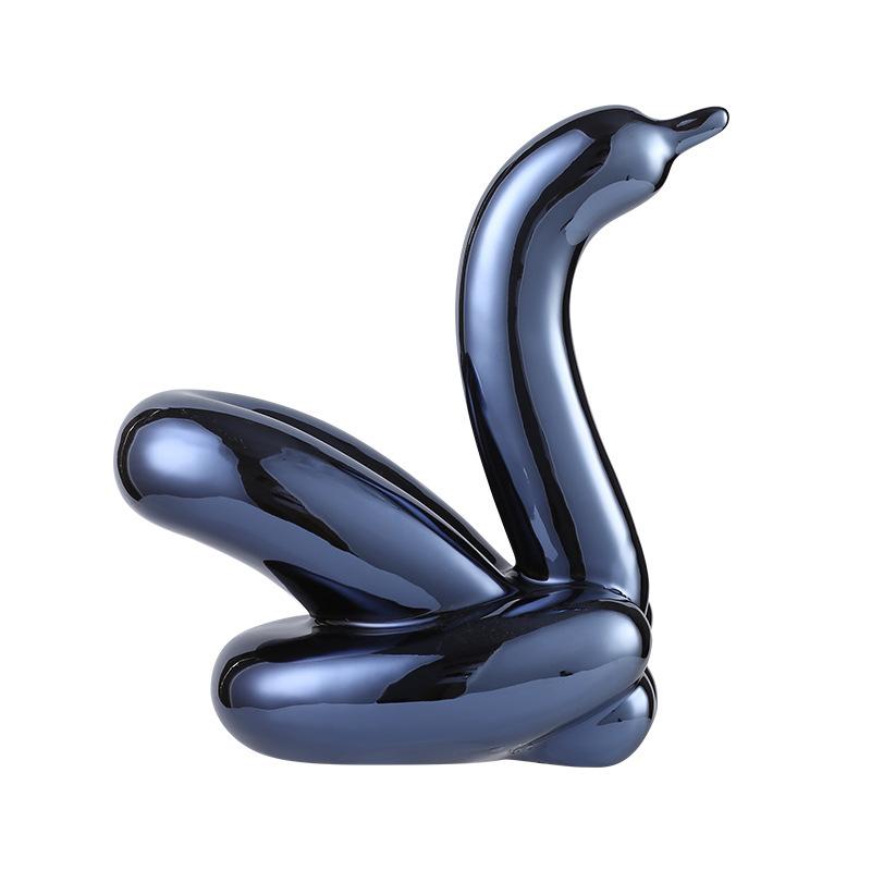 Creative Balloon Swan Electroplating Multi-color Abstract Ceramic Jewelry Sculpture Study Statue Home Office Decoration Gift
