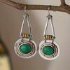 Trendy Vintage Turquoise Dangle Earrings - Zinc Alloy Silver Plated Jewelry for Women - Perfect Gift Idea