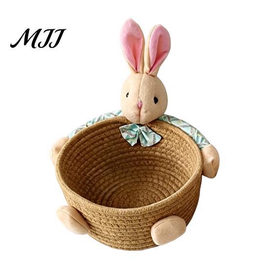 Weicher Stoff-Aufbewahrungsbehälter Schreibtischkorb, Cartoon Plüschbär und Kaninchen Seil Mini für Lippenstiftform, Gewebter Organizer Kleinteile Schmuck