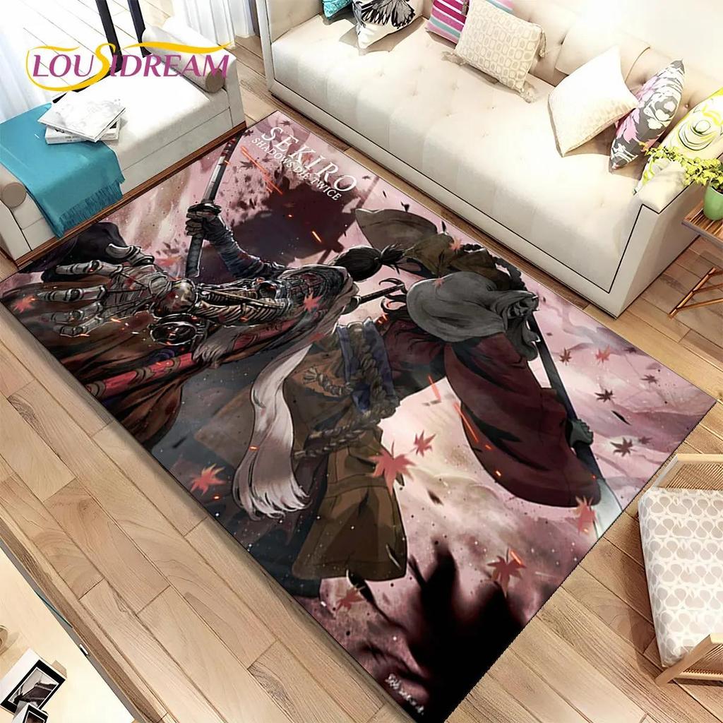 3D HD Sekiro-serien Spill Gamer Områdeteppe, Teppe for Hjem Stue Soverom Sofa Dørmatte Dekor, Barn Lek Sklisikker Gulvmatte