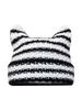 New Japanese Streetwear Harajuku Beanie Little Devil Striped Knitted Hat Women Girls Autumn Winter Cute Cat Ears Cap