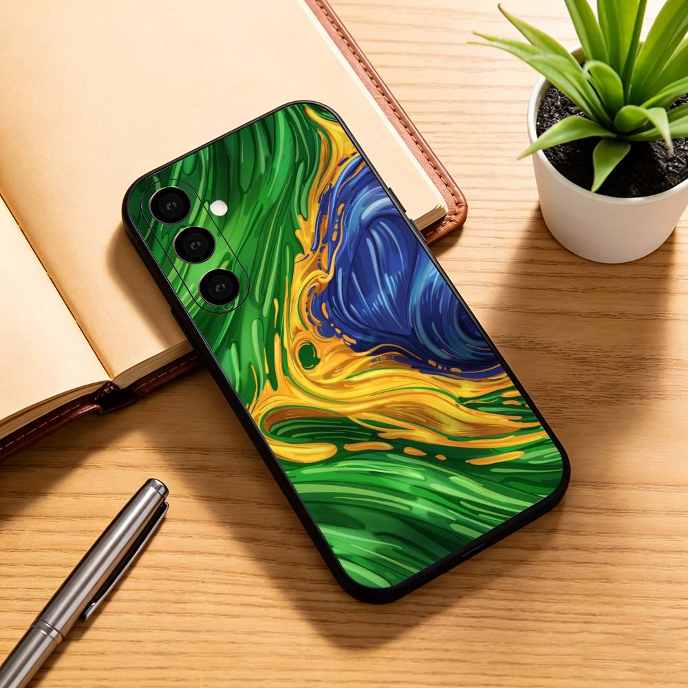 B-Brazil Brazilian Flag Phone Case For Samsung Galaxy A73,A72,A71,A70,A53,A52,A51,Soft Silicone Black Cover