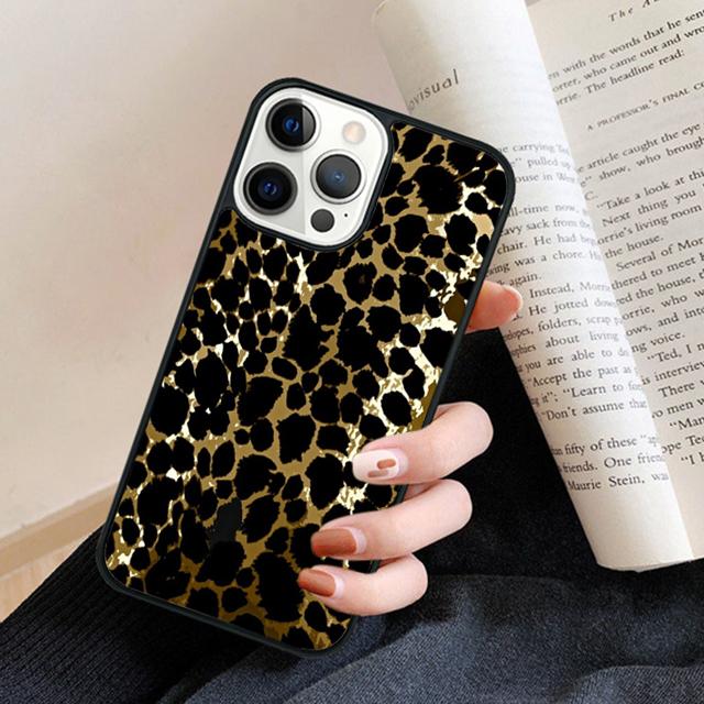 Animal Print Cheetah Black and Brown Phone Case Back Cover for iPhone 17 Air 16 15 14 13 11 12 Pro Max Plus