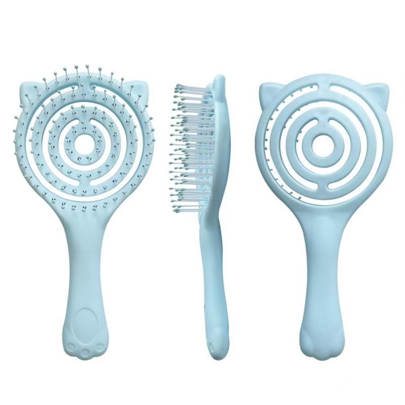 

Портативная двухсторонняя щетка для волос в виде кошачьей лапки и зеркало - Пушистая массажная расческа с воздушной подушкой