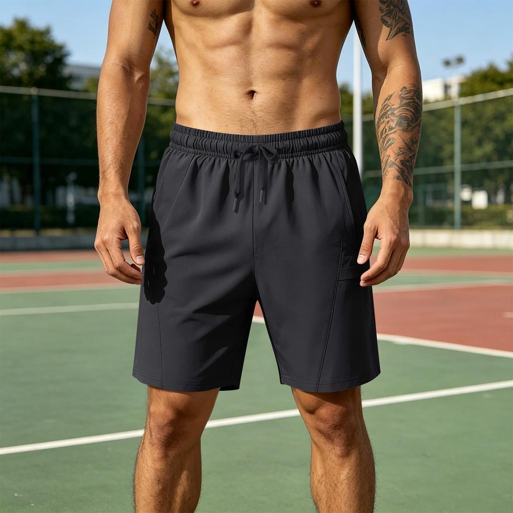 Men's Summer Quick Dry Shorts with Zipper Pockets Lightweight Breathable Athletic Running Gym Workout Shorts for Outdoor Activities