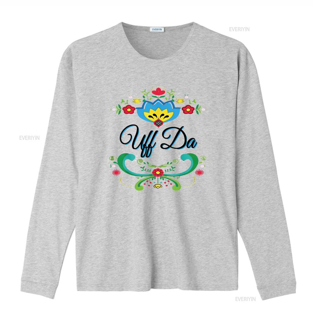 Womens Uff Da Norwegian Rosemaling Funny T Shirt Vintage Washed Unisex Graphic Top For Everyday Wear Soft Streetwear