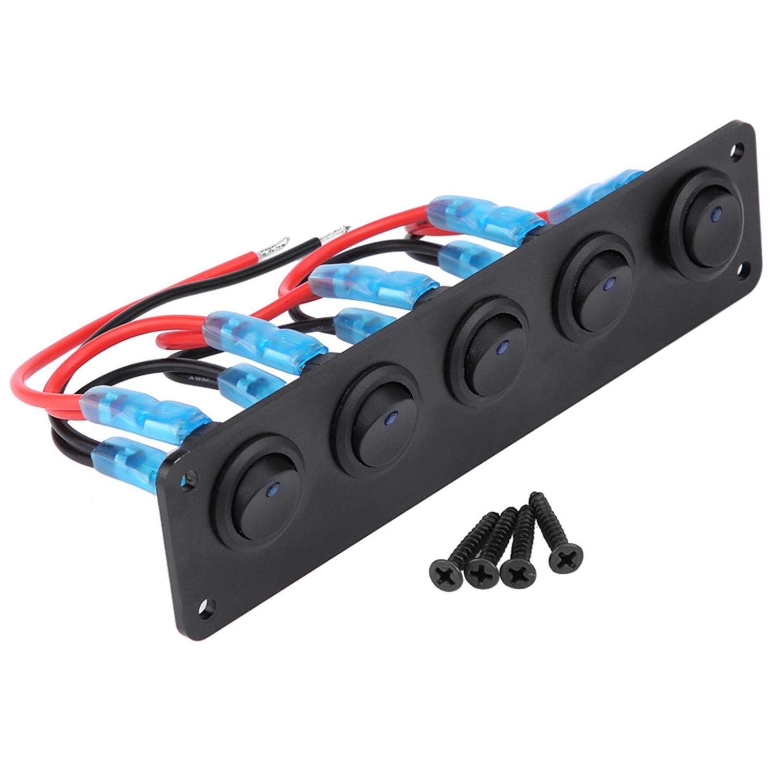 

12‑24V 5 Gang Round Dash Rocker Toggle Panel Blue LED for RV Boat Yacht Marine Rocker Panel Toggle Panel синій