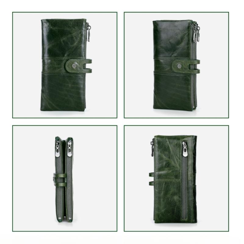 Portofele lungi de lux din piele naturală pentru femeie vintage din piele naturală pentru femeie cu fermoar cu fermoar portmoneu Suport carduri pochette geantă de bani pentru cadou de ziua femeii