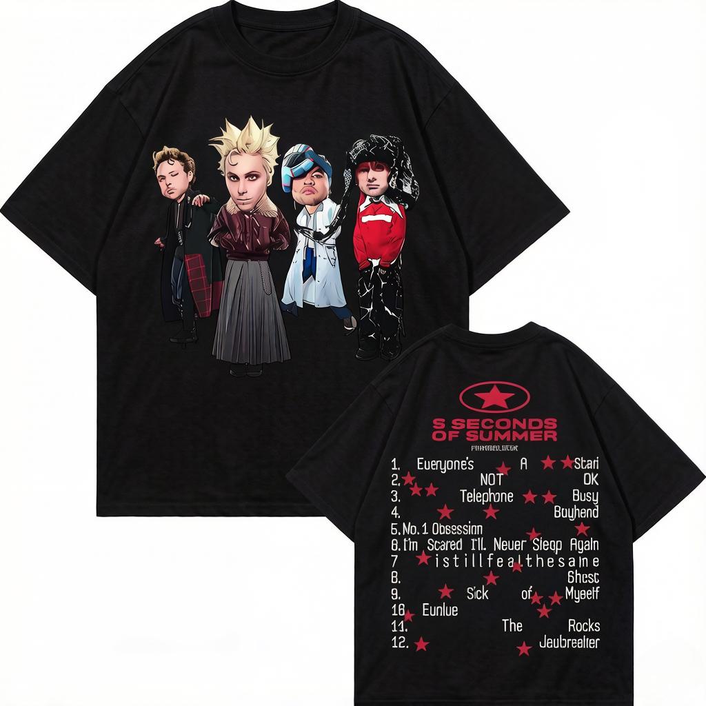 

5 Seconds of Summer Everyones A Star 2026 World Tour Tshirt Unisex Women Hip Hop High Street T Shirts Summer Tops Comfort T Shirt S