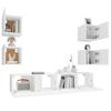 6 Piece TV Cabinet Set White Particleboard