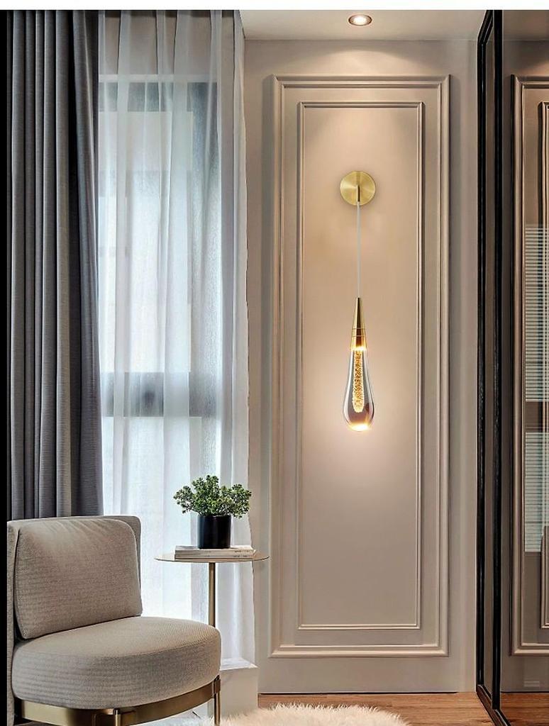Elegant Brass Crystal Wall Lamp for Bedroom, Living Room, Staircase, or Corridor