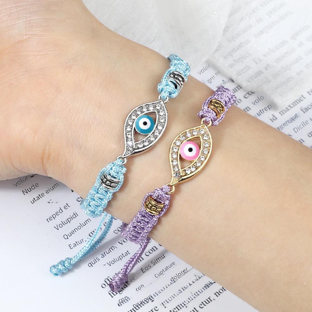 Cross-Border Alloy Bamboo Evil Eye Bracelet: Starry Eyed Woven Couple Bow Design
