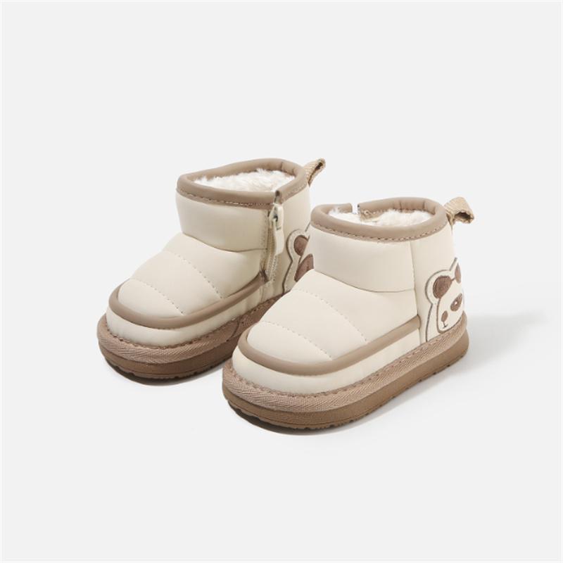 

Winter Baby Snow Boots Leather Warm Fur Waterproof Shoes for Toddler Kids Little Girls Boys Boots EU 16-26 21 бежевый