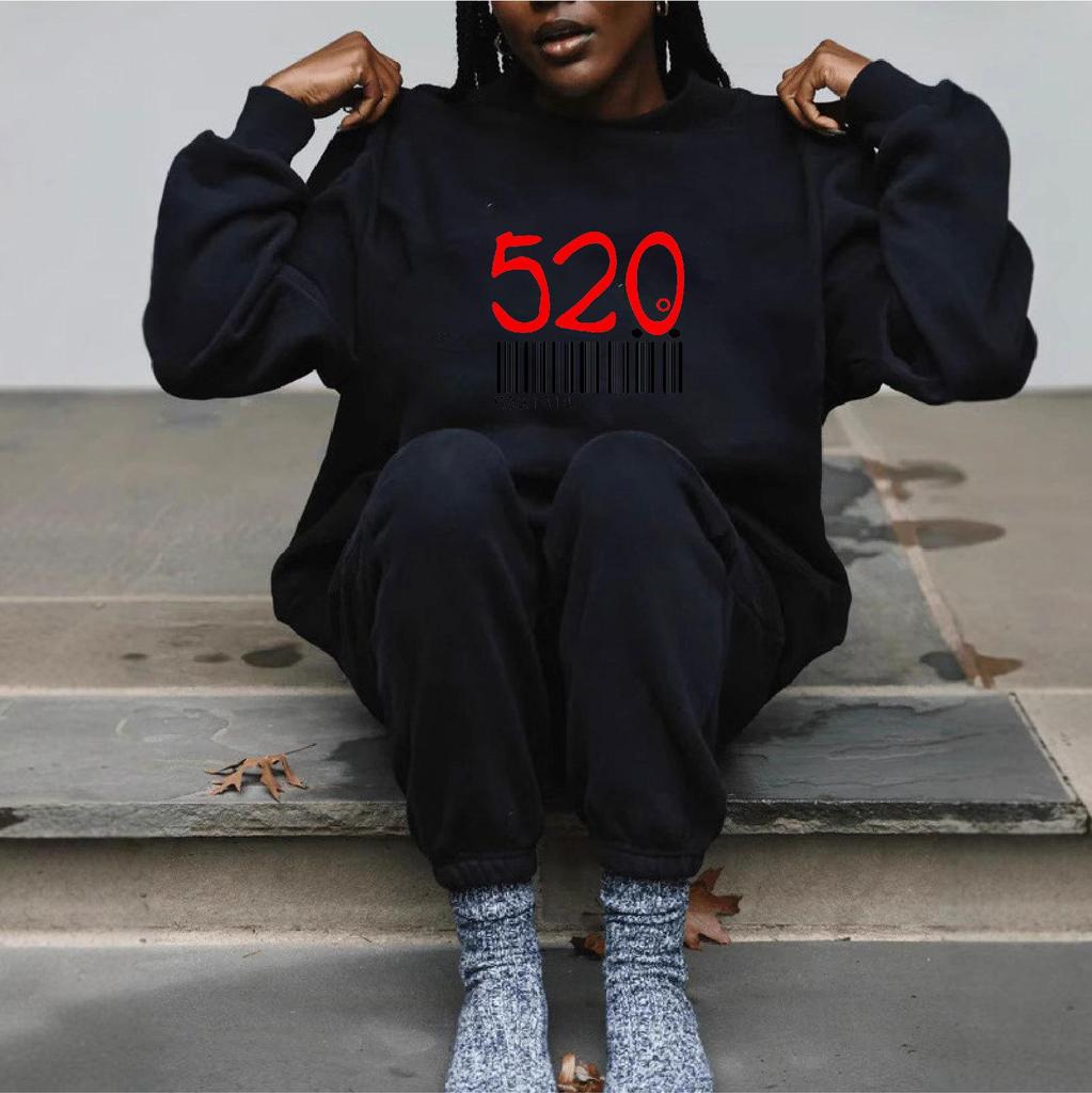 Trendy Print High Neck Women's Casual Loose Sweatshirt for Spring and Autumn
