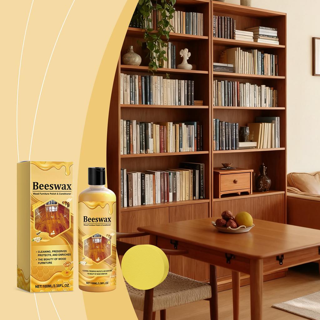 Beeswax Wood Furniture Polish and Conditioner 100ml Natural Formula for Cleaning Protecting Preserving and Enhancing Wood Surfaces