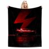 Red Sports Car with Bolt Design Flannel Blanket for Bedroom, Living Room, Sofa, and Nap