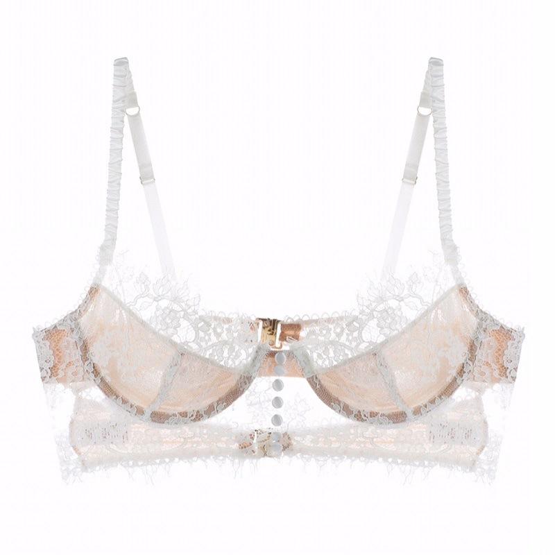 Reggiseno push up francese ultrasottile con ferretto, pizzo sexy, ricamo vintage, biancheria intima da donna, bella lingerie con base posteriore