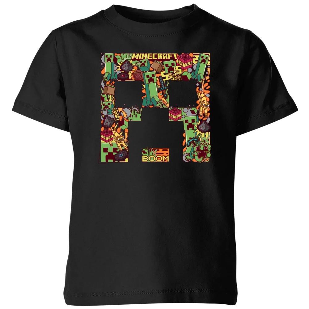 Minecraft Face Kids  T-Shirt - Black - 3-4 Years 130