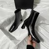 Vintage Square Toe Thick Heel Women Ankle Boots Autumn Winter Female Shoes Street Style Banquet Party Short Botas Mujer