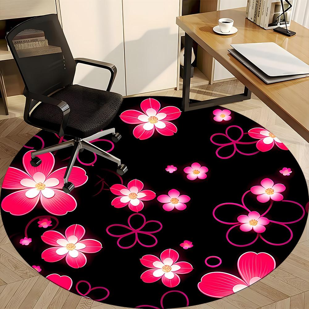 1PC Floral Pattern Chair Carpet for Office, Indoor Non-Slip Washable Carpet, Soft Comfortable Mat For Office Room yy250930137