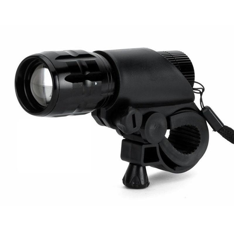 

1pc Portable Expandable and Focused Aluminum Alloy Flashlight Bicycle Accessories LED Strong Light Outdoor Long Beam Lighting чорний