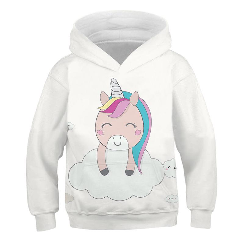 Unicorn 3D Hoodie Children Girls Spring Fashion Long Sleeve Printed Animal Hoodie Loose Cotton Sport Hooded Tops