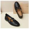 Small leather shoes, black soft-soled casual shoes, leather breathable, lightweight and comfortable work shoes