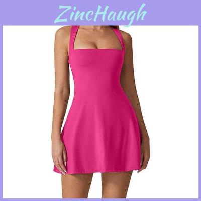 Sexy Slim Fit Tank Dress With Square Neck And Milk Silk Fabric For Summer